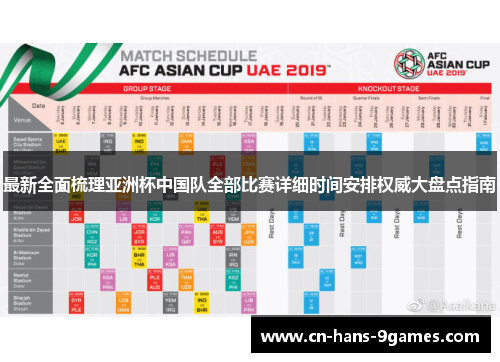 最新全面梳理亚洲杯中国队全部比赛详细时间安排权威大盘点指南